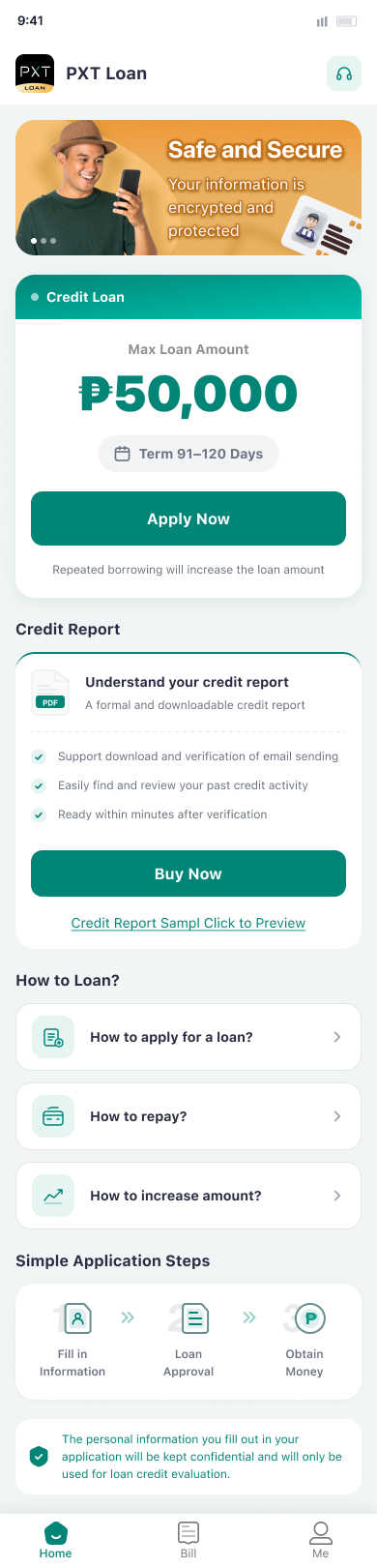 Choose loan amount and term